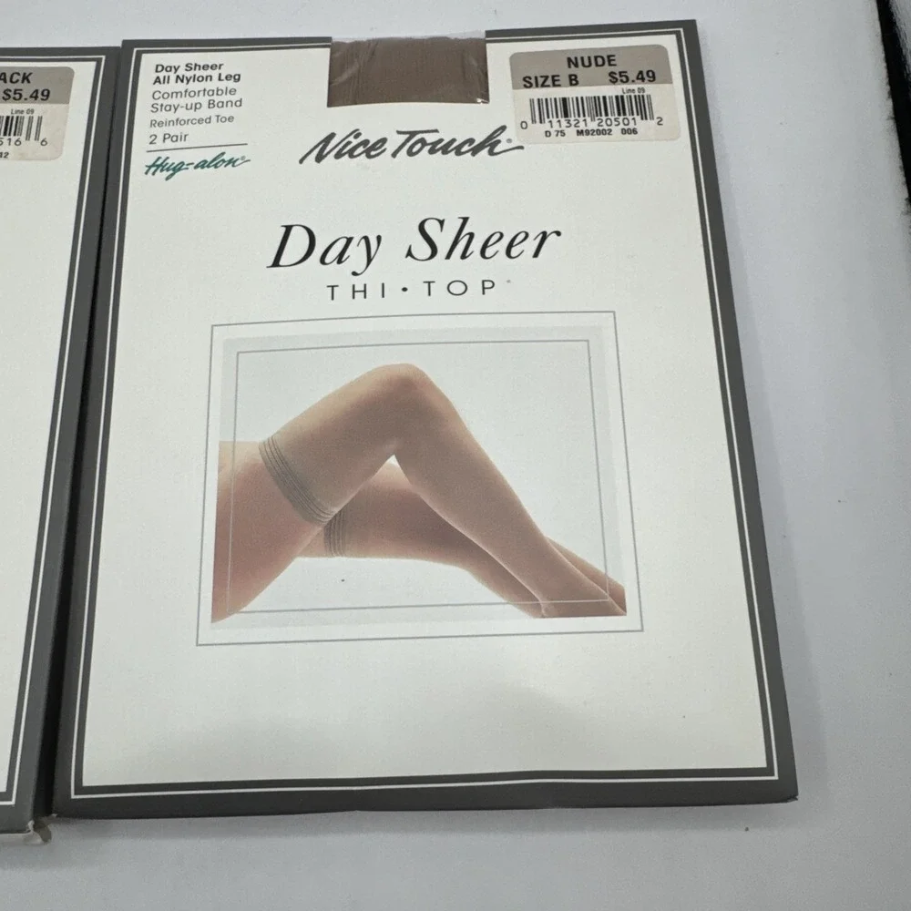 Vintage Sears‎ Nice Touch Lycra Sheer Leg THI TOP Stockings in Color Nude Size B